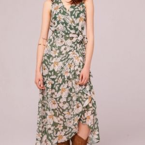 Maxella Floral Sleeveless Wrap Maxi Dress Sz L New